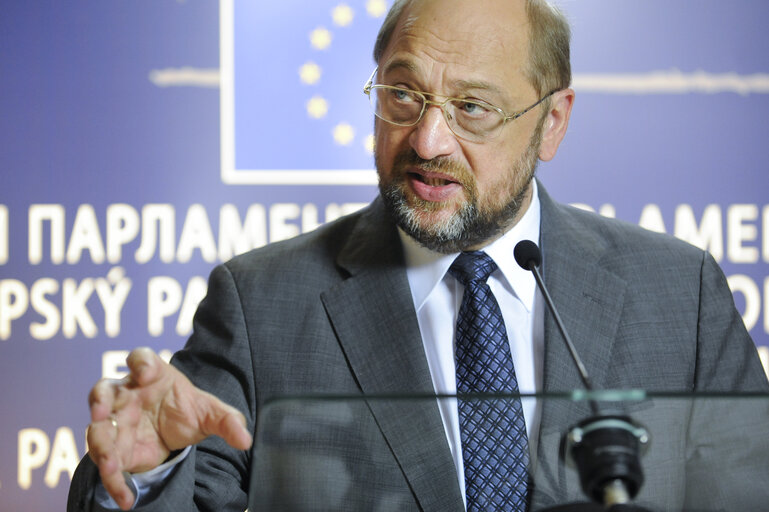 Foto 7: Press point of Martin SCHULZ - EP President on State of the Union and German Constitutional Court ESM Ruling