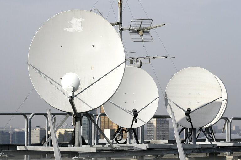 Satellite dishes on the roof of the EP.