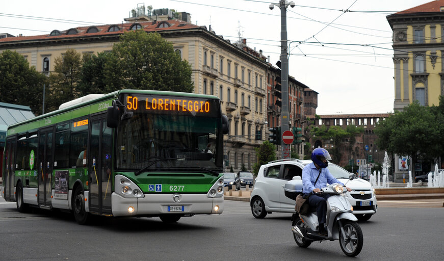 Bus in central Milan