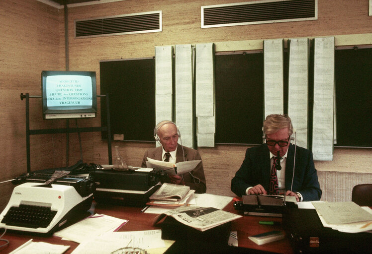 Historical image of the Press Room in Luxembourg