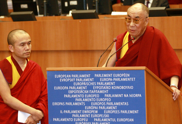 Foto 45: Plenary session in Brussels - His Holiness the XIVth Dalai Lama adresses a formal sitting