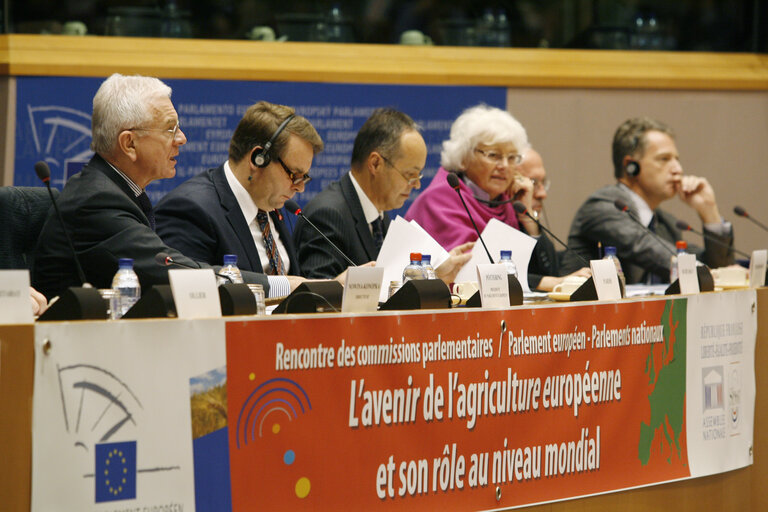 Снимка 23: Interparliamentary meeting on The Future of European Agriculture and its Global Role - Discussion on the health check of the common agricultural policy and the outlook for that policy after 2013, together with the role of European farming in world food security, at a meeting of members of the EP Agriculture Committee and their counterparts from EU national parliaments on 3 and 4 November at the European Parliament in Brussels