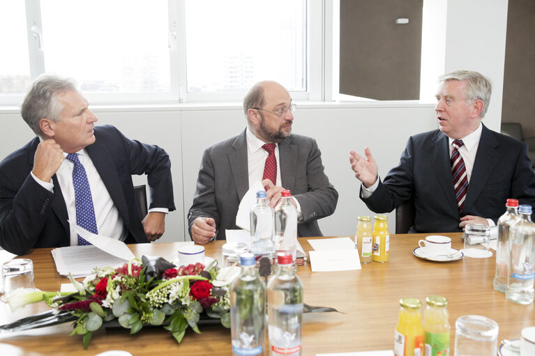 Φωτογραφία 3: Martin SCHULZ - EP President meets with Former President Pat COX and Aleksander KWASNIEWSKI on Enlargement and European Neighbourhood Policy