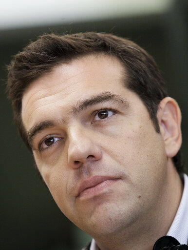 Fotografi 2: Press conference of Alexis TSIPRAS, leader of SYRIZA