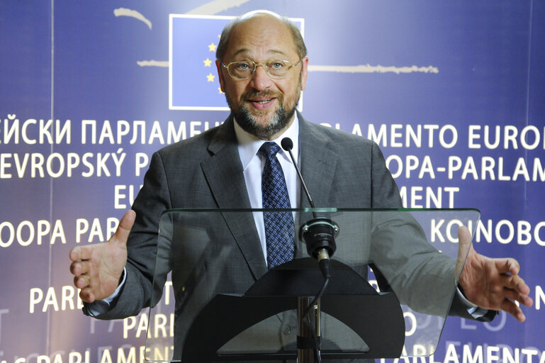 Foto 4: Press point of Martin SCHULZ - EP President on State of the Union and German Constitutional Court ESM Ruling