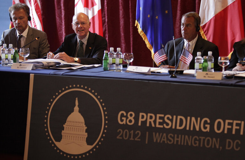 Norbert LAMMERT, President of the German Bundestag, speaks at the G8 Speakers meeting on Capitol Hill in Washington