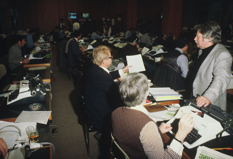 Historical image of the Press Room in Luxembourg