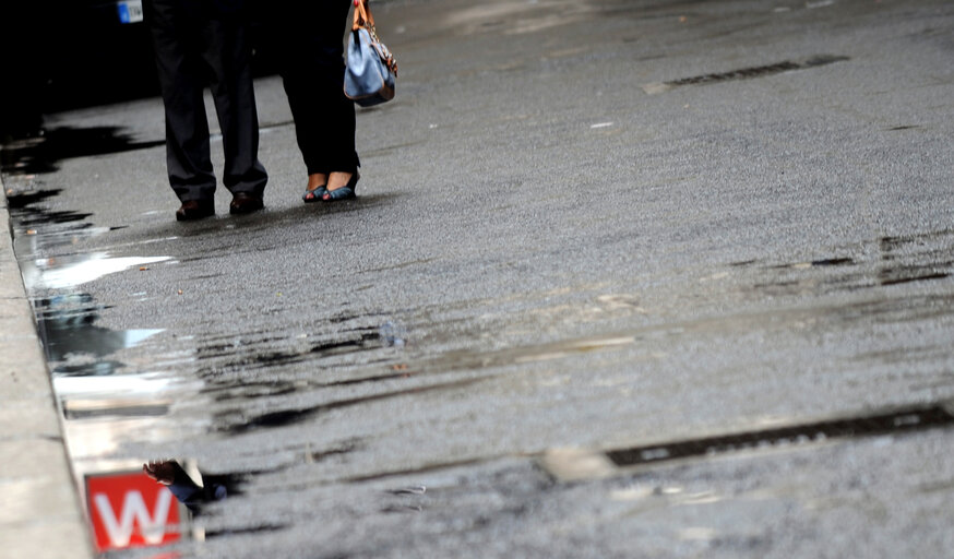 People walking in central Milan