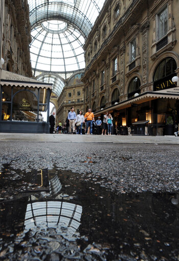 People walking in central Milan