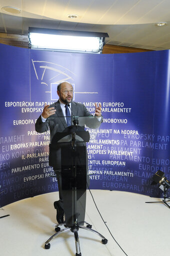 Foto 3: Press point of Martin SCHULZ - EP President on State of the Union and German Constitutional Court ESM Ruling