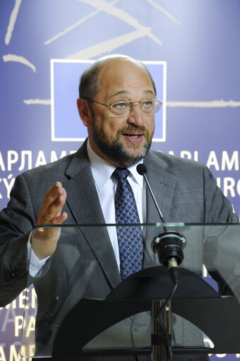 Foto 5: Press point of Martin SCHULZ - EP President on State of the Union and German Constitutional Court ESM Ruling