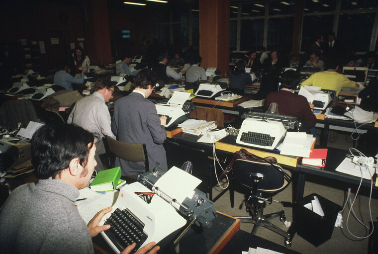 Historical image of the Press Room in Luxembourg