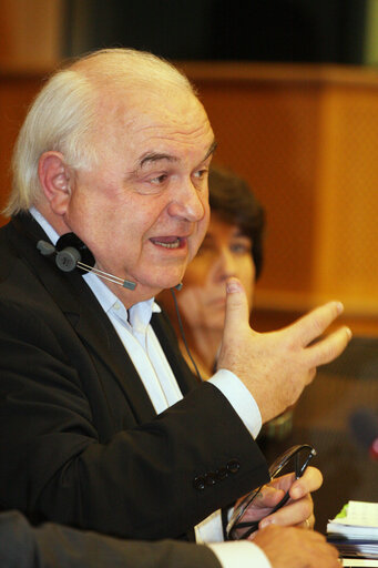 MEP Bernard LEHIDEUX attends a meeting in Brussels