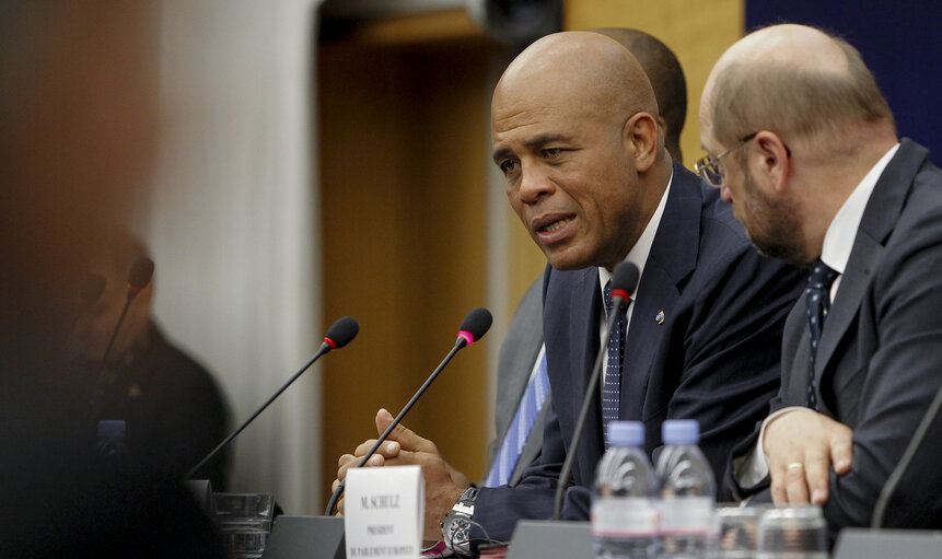 Press conference of Michel MARTELLY, President of Haiti and Martin SCHULZ, EP President