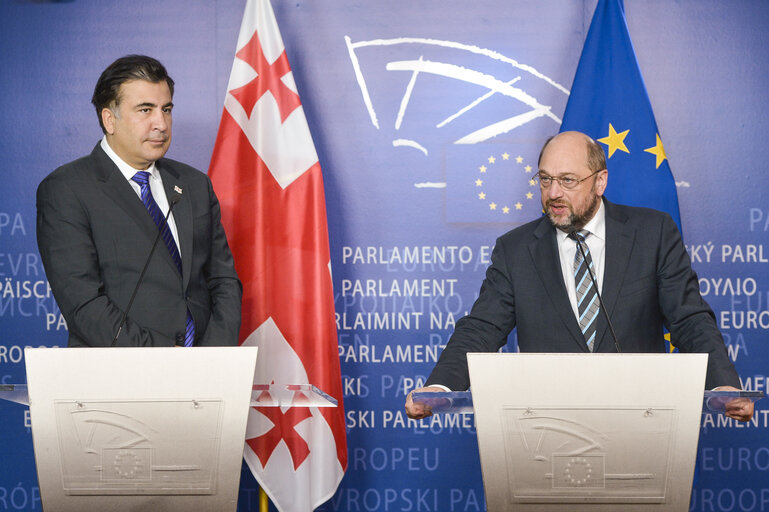 Fotagrafa 6: Martin SCHULZ - EP President meets with Mikheil SAAKASHVILI, president of Georgia, followed by a press point