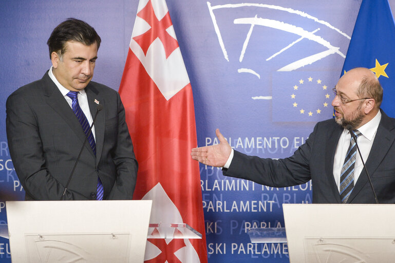 Fotagrafa 3: Martin SCHULZ - EP President meets with Mikheil SAAKASHVILI, president of Georgia, followed by a press point