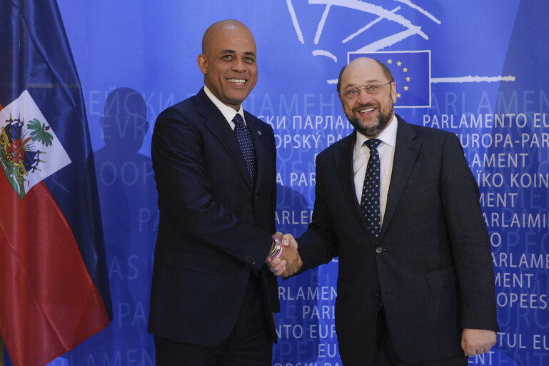 Foto 9: Official visit of  Michel joseph MARTELLY with EP President  Martin SCHULZ