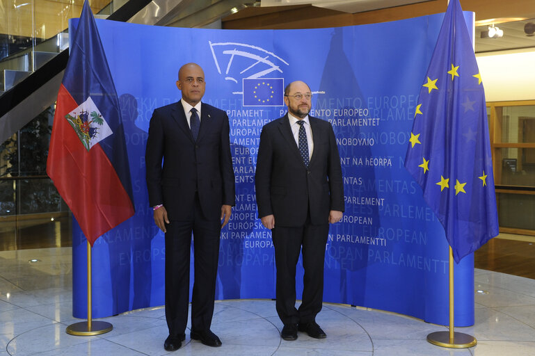 Foto 3: Official visit of  Michel joseph MARTELLY with EP President  Martin SCHULZ