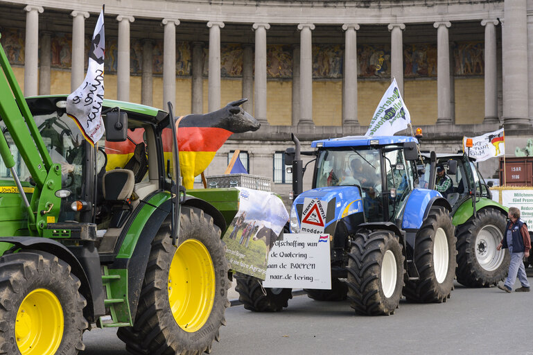 Φωτογραφία 23: Demonstration called '1,000 tractors to Brussels' by European milk producers in the European area of Brussels