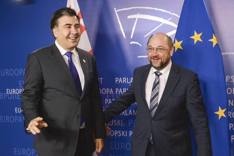 Fotagrafa 10: Martin SCHULZ - EP President meets with Mikheil SAAKASHVILI, president of Georgia, followed by a press point