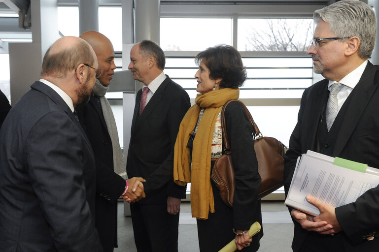 Suriet 15: Official visit of  Michel joseph MARTELLY with EP President  Martin SCHULZ