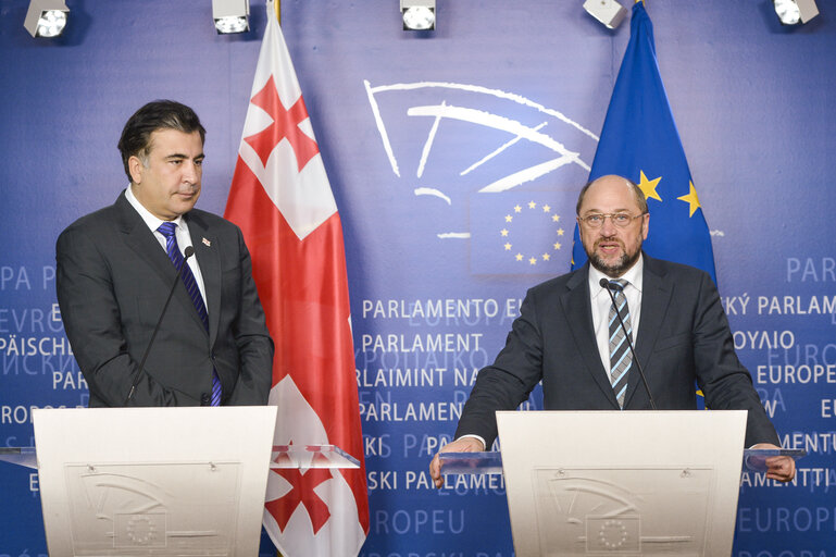 Fotagrafa 4: Martin SCHULZ - EP President meets with Mikheil SAAKASHVILI, president of Georgia, followed by a press point