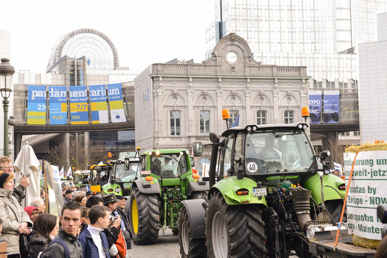 Φωτογραφία 10: Demonstration called '1,000 tractors to Brussels' by European milk producers in the European area of Brussels