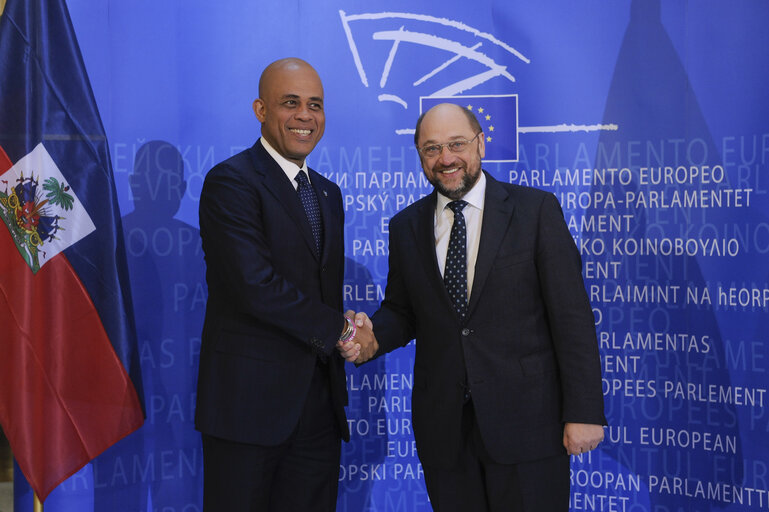 Foto 12: Official visit of  Michel joseph MARTELLY with EP President  Martin SCHULZ