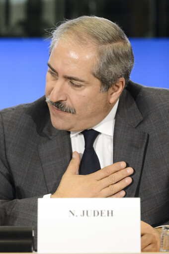 Fotografia 9: Joint press conference with the Co-Presidency of the Union for the Mediterranean in the presence of Commission Vice-President High Representative of the Union for Foreign Affairs and Security Policy, the Minister of Foreign Affairs of Jordan and EP President