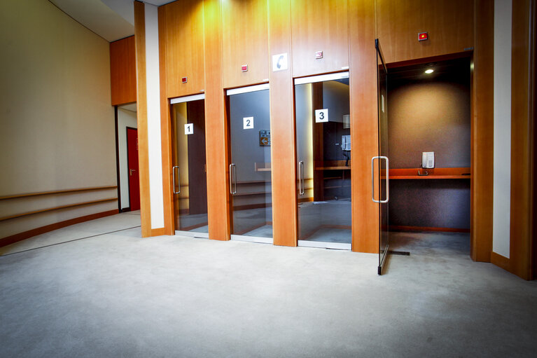 Disabled pictogram inside the European Parlament in Brussels