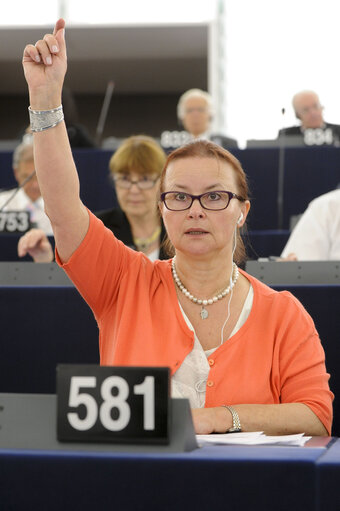 Fotografia 3: MEP Danuta JAZOWIECKA in the hemicycle during plenary session week 24 2013