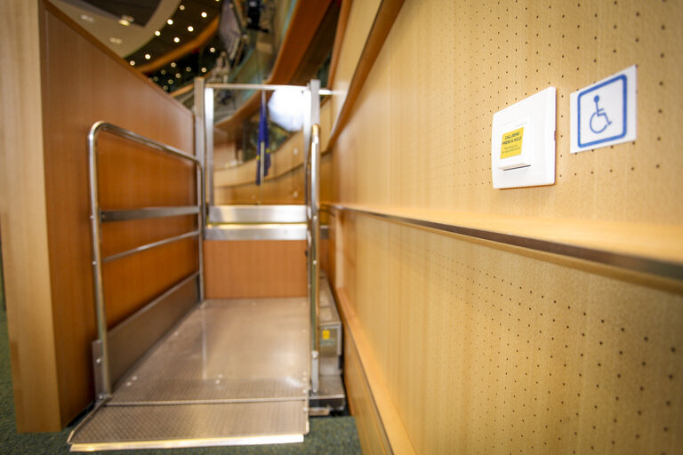 Disabled facilities inside the European Parliament in Brussels