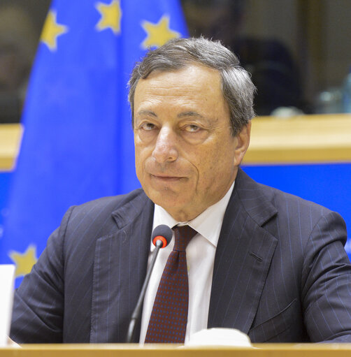 Zdjęcie 14: ECON committee meeting - Public hearing with Mario DRAGHI, chairman of the European systemic Risk Board and President of the European Central Bank