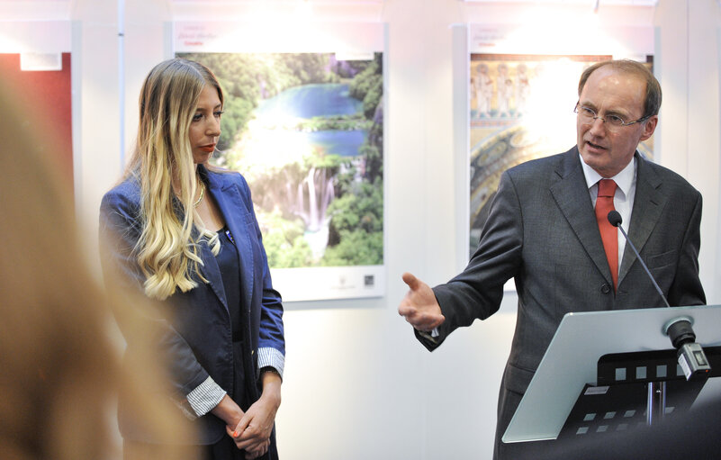 Suriet 12: Croatia Exhibition.  Official ceremony at the occasion of the Croatian Membership in the European Union: planting of an olive tree in the Gallery Nord Exhibition space