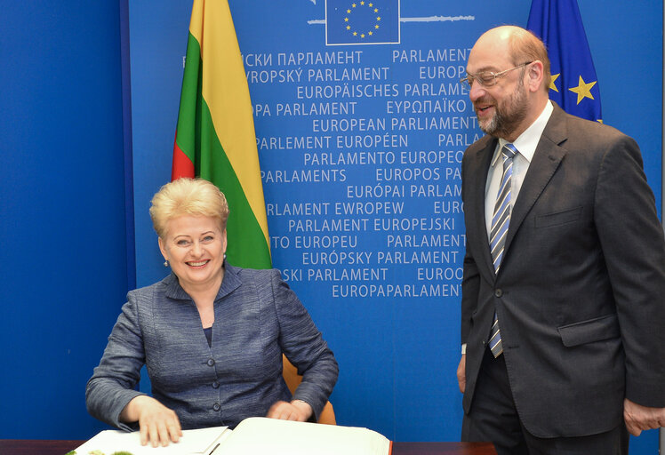Martin SCHULZ, EP President, welcomes Dalia GRYBAUSKAITE, President of Lithuania