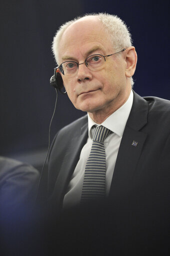 Photo 1 : Report by the President of the European Council to the European Parliament in Strasbourg.