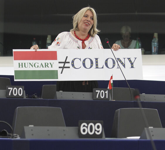 Снимка 3: Krisztina MORVAI in plenary session in Strasbourg