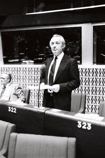 The MEP Maurice MARTIN during a session in Strasbourg on April 1980.