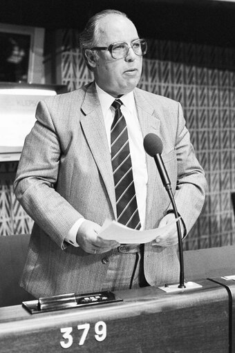 The MEP Rudolf F. SCHIELER during a session in Strasbourg in May 1983.