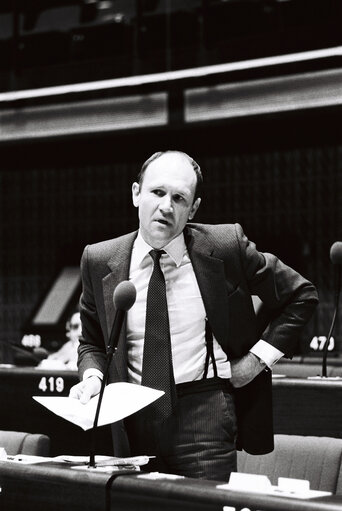 The MEP Chritopher PROUT during a session in Strasbourg on May 1980.