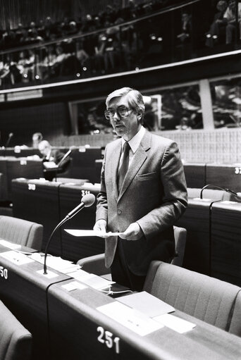 The MEP Niels Jorgen HAAGERUP during a session in Strasbourg in April 1980.