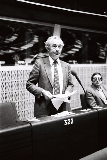 The MEP Maurice MARTIN   during a session in Strasbourg on May 1980.