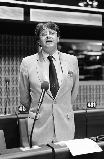 The MEP Jean PENDERS during a session in Strasbourg in May 1983.