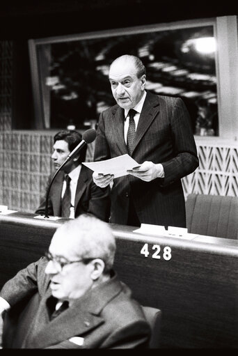 The MEP Bruno VISENTINI during a session in Strasbourg on May September 1980.