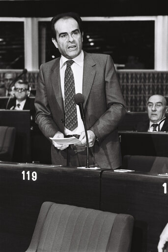 The MEP Georges MARCHAIS during a session in Strasbourg in September 1979.