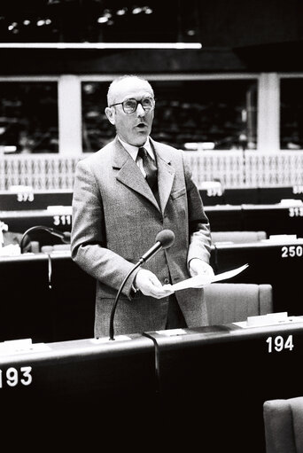 The MEP Charles DELATTE during a session in Strasbourg on May 1980.