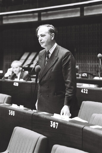 The MEP John PURVIS during a session in Strasbourg in May 1980.