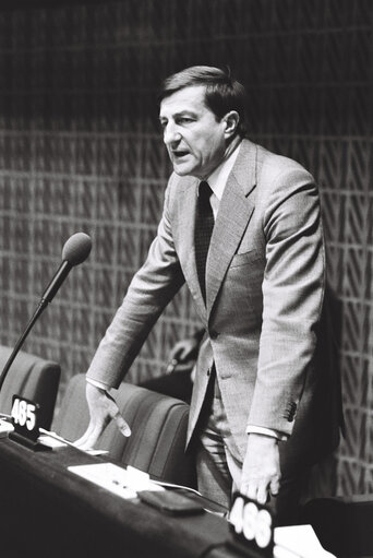 Suriet 50: The MEP Alain Y.M. GILLOT during a session in Strasbourg in April 1980.