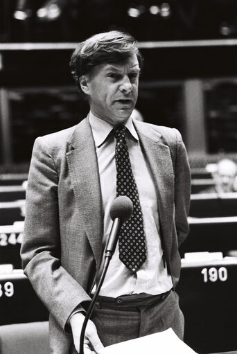 The MEP Adam FERGUSSON during a session in Strasbourg in April 1980.