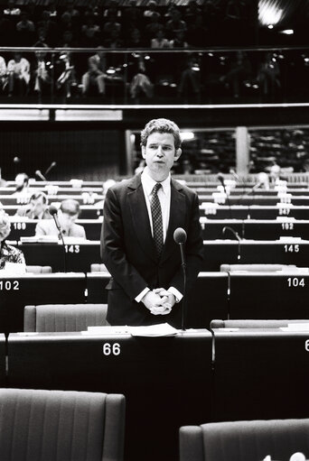 The MEP Neil BALFOUR during a session in Strasbourg on May 1980.